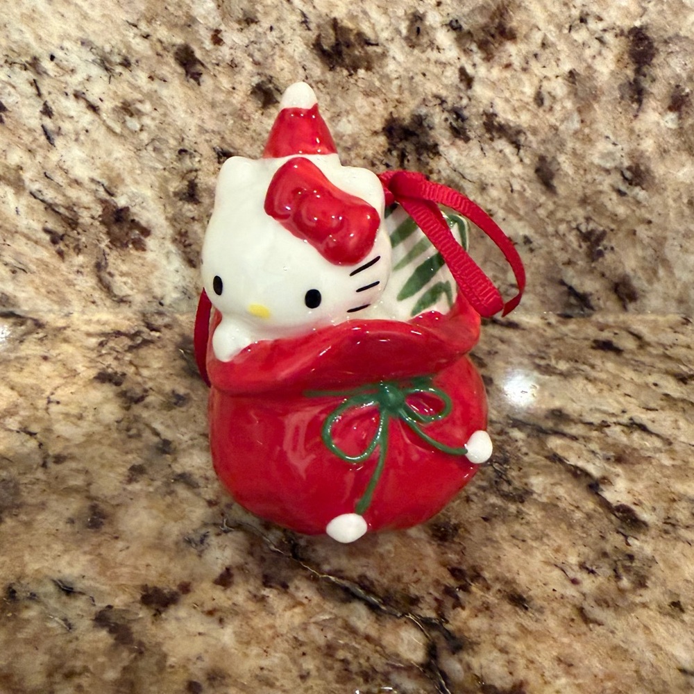 New Sanrio 2024 Hello Kitty Santa Sack Ceramic Christmas Holiday Tree Ornament